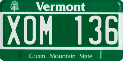 VT license plate XOM136