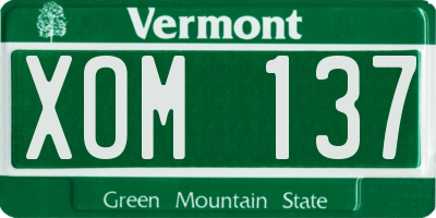 VT license plate XOM137