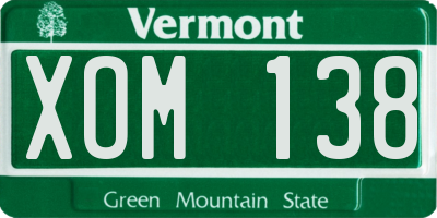 VT license plate XOM138