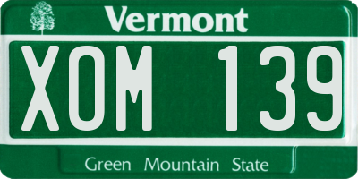 VT license plate XOM139
