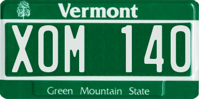 VT license plate XOM140