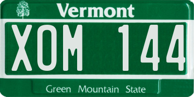 VT license plate XOM144