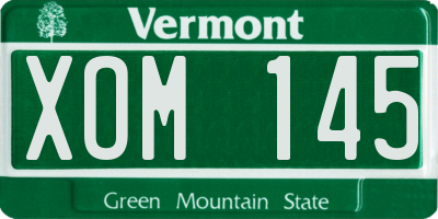 VT license plate XOM145