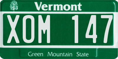 VT license plate XOM147
