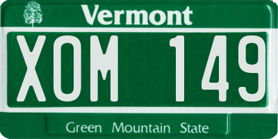 VT license plate XOM149