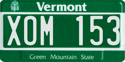 VT license plate XOM153