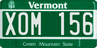VT license plate XOM156