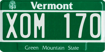 VT license plate XOM170
