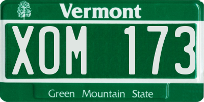 VT license plate XOM173