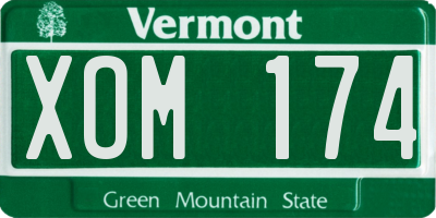 VT license plate XOM174