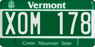 VT license plate XOM178
