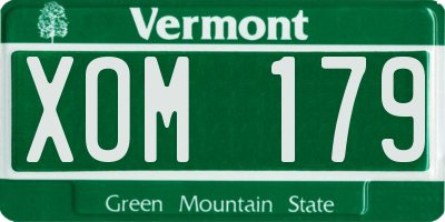VT license plate XOM179