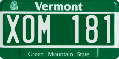 VT license plate XOM181