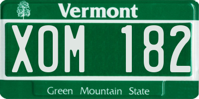 VT license plate XOM182