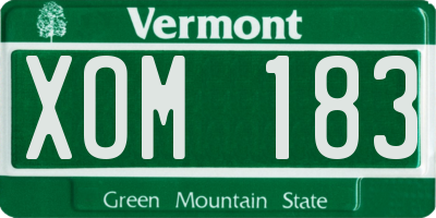 VT license plate XOM183