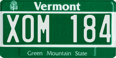 VT license plate XOM184