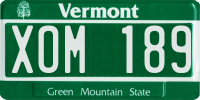 VT license plate XOM189