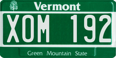 VT license plate XOM192