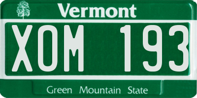 VT license plate XOM193