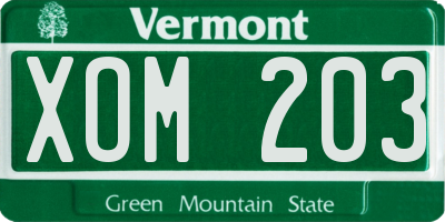 VT license plate XOM203