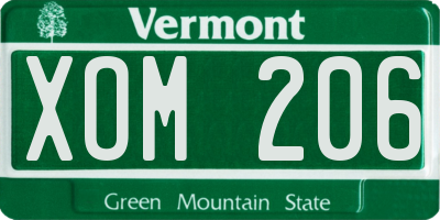 VT license plate XOM206
