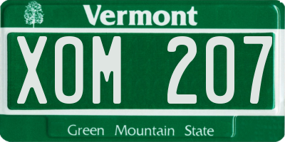 VT license plate XOM207