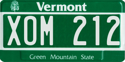 VT license plate XOM212