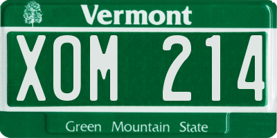 VT license plate XOM214