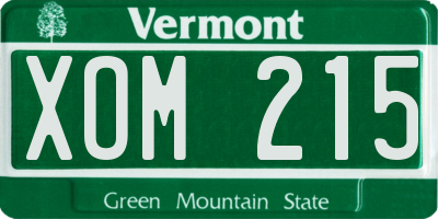 VT license plate XOM215
