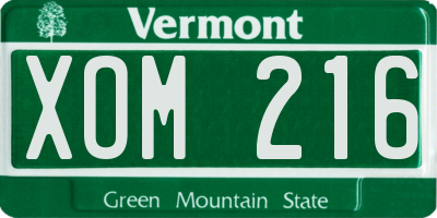 VT license plate XOM216