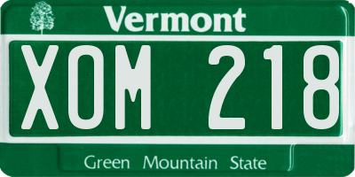 VT license plate XOM218