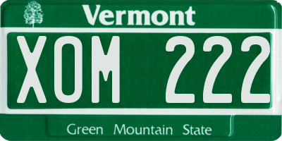 VT license plate XOM222