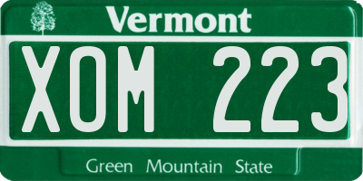 VT license plate XOM223