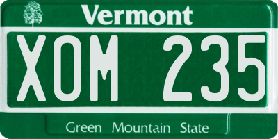 VT license plate XOM235