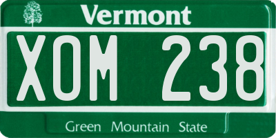 VT license plate XOM238