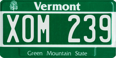VT license plate XOM239