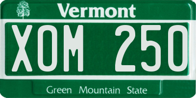 VT license plate XOM250