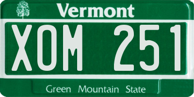 VT license plate XOM251