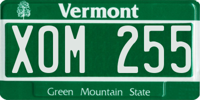 VT license plate XOM255