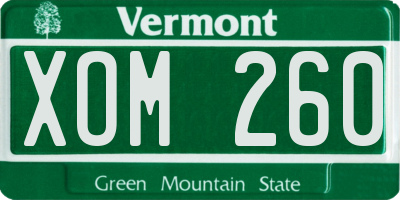 VT license plate XOM260