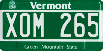 VT license plate XOM265