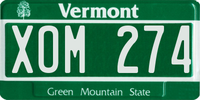 VT license plate XOM274