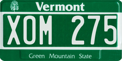 VT license plate XOM275