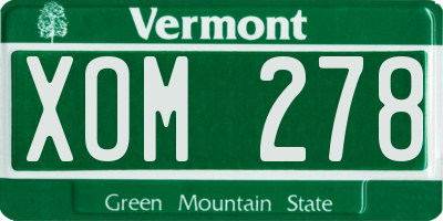 VT license plate XOM278
