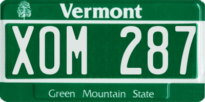VT license plate XOM287