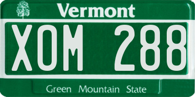 VT license plate XOM288