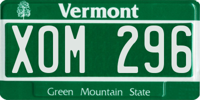 VT license plate XOM296