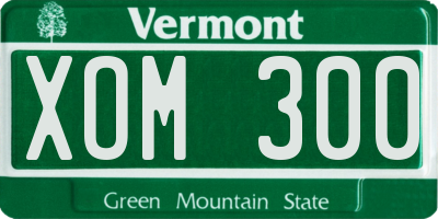 VT license plate XOM300