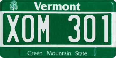 VT license plate XOM301