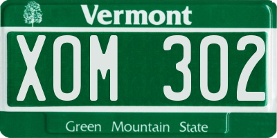 VT license plate XOM302